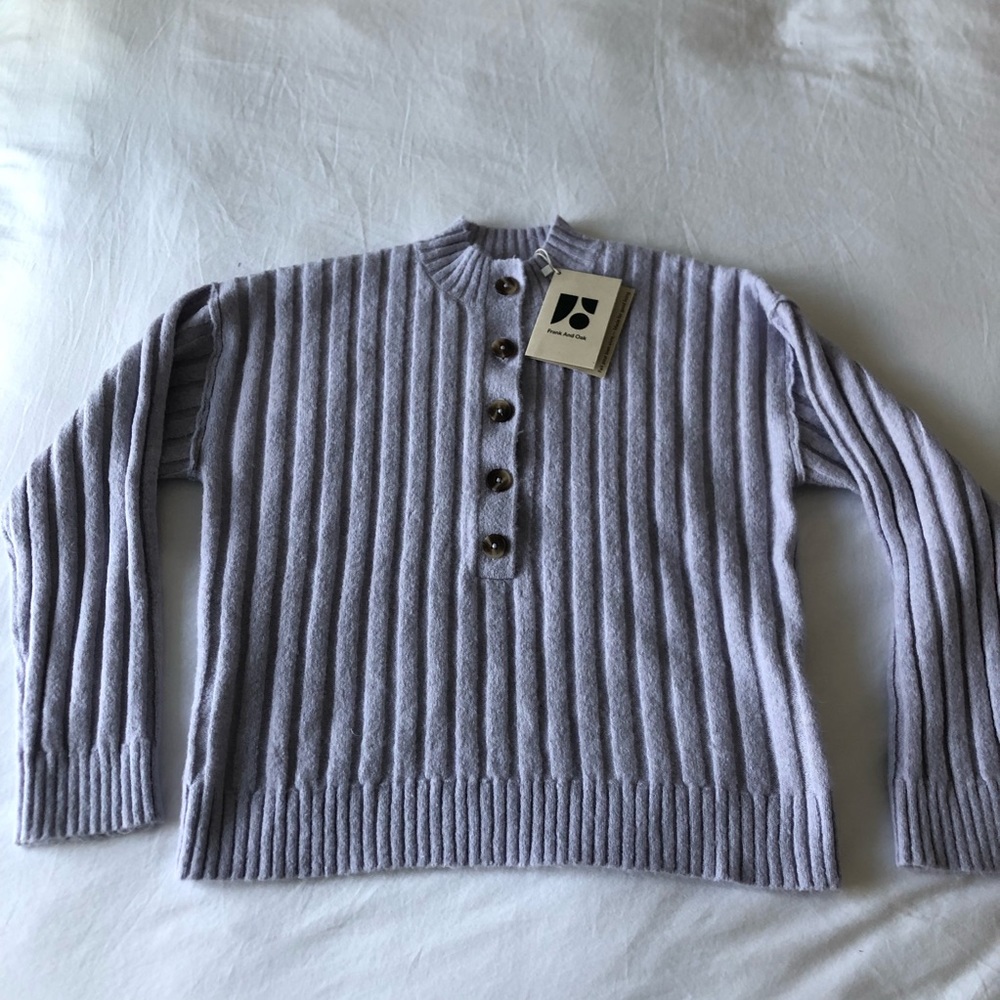 The Button Down Seawool Sweater in Lavender - Medium by Frank & Oak NWT